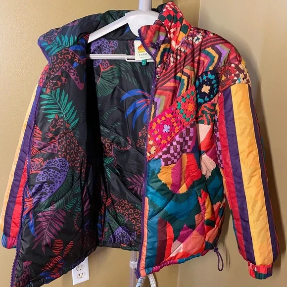 FARM Rio Reversible Patchwork Puffer Jacket with Crochet - Picture 7 of 10